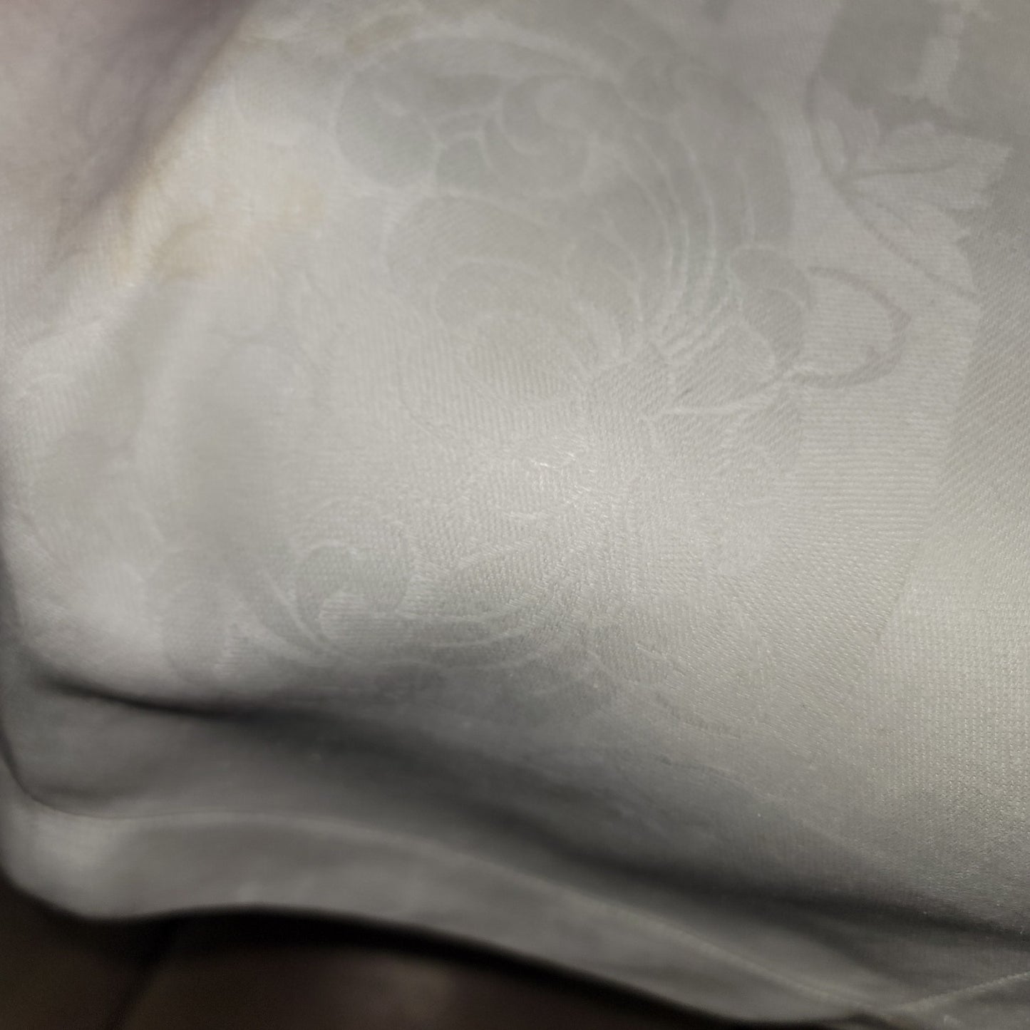 Linen tablecloth FLORAL Jacquard Nice edge 60" x 76" rectangle white
