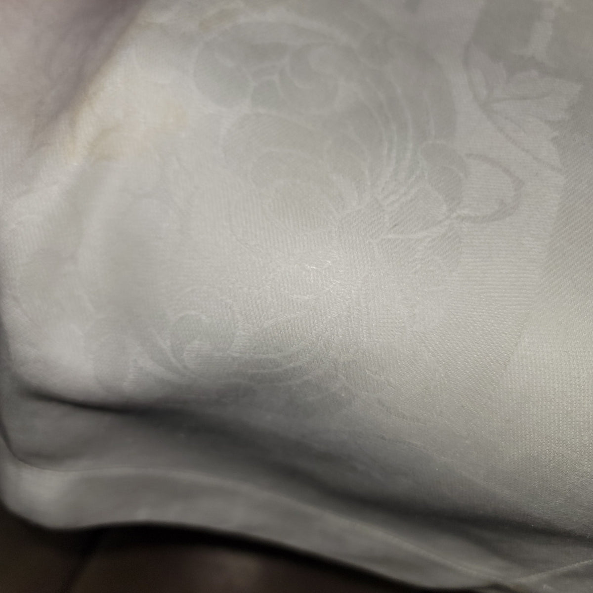 Linen tablecloth FLORAL Jacquard Nice edge 60" x 76" rectangle white