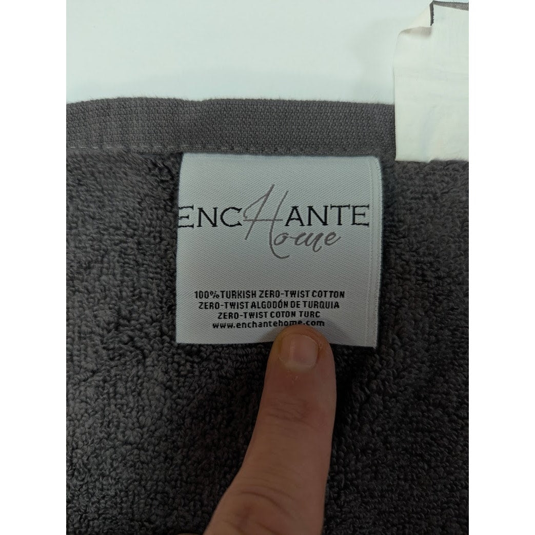 Enchante House Turkish Cotton Gracious 16" x 28" Anthracite hand towel NEW