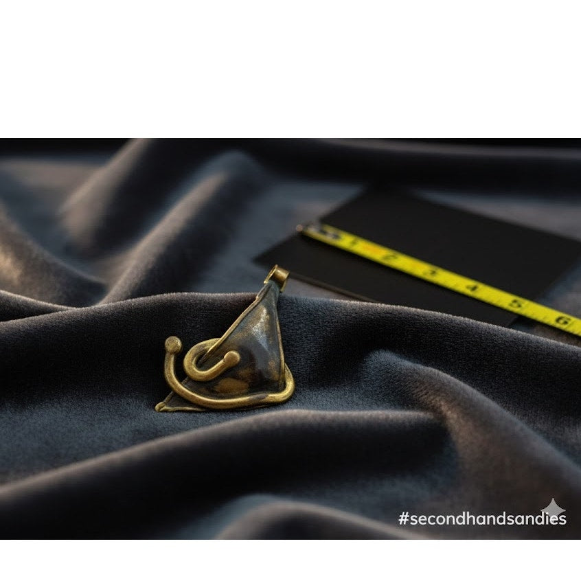 Vintage brutalist Pendant Brass Handmade 2" MCM Sculptural Abstract Jewelry