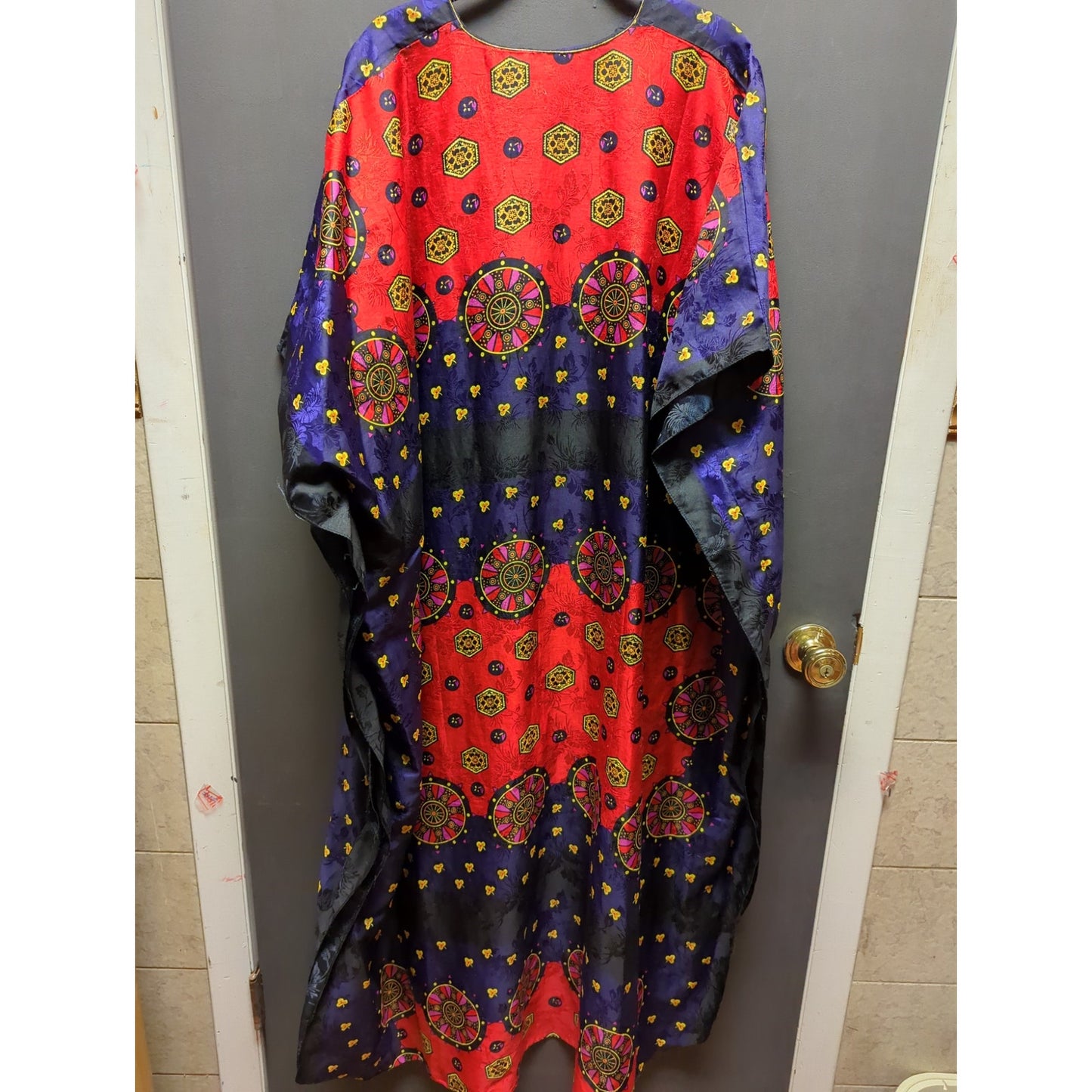 Vintage Wilnar ONE SIZE red black blue long maxi Kaftan