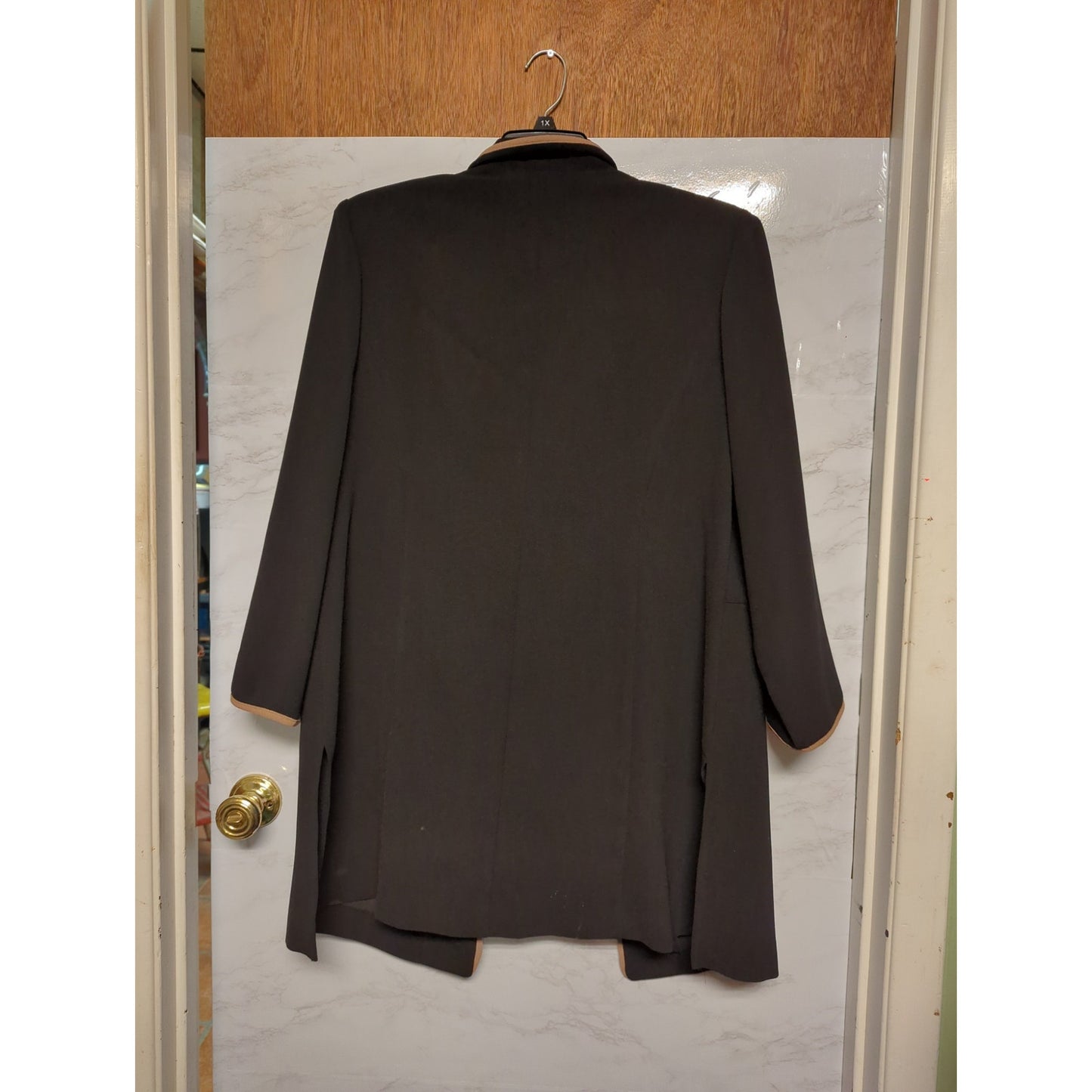 Anna Maxwell Dress Jacket Set 16W Black Tan Contrast Piping Professional