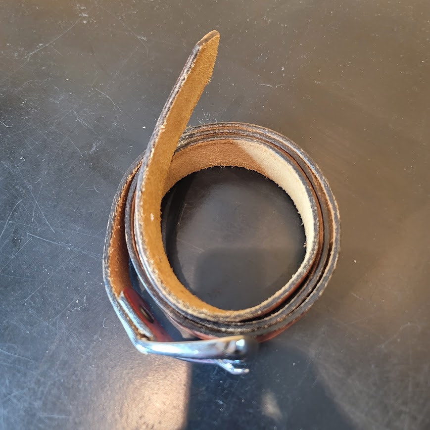 Dickies Brown Top Grain Cowhide Leather Belt Size 38 Heavy Duty Work