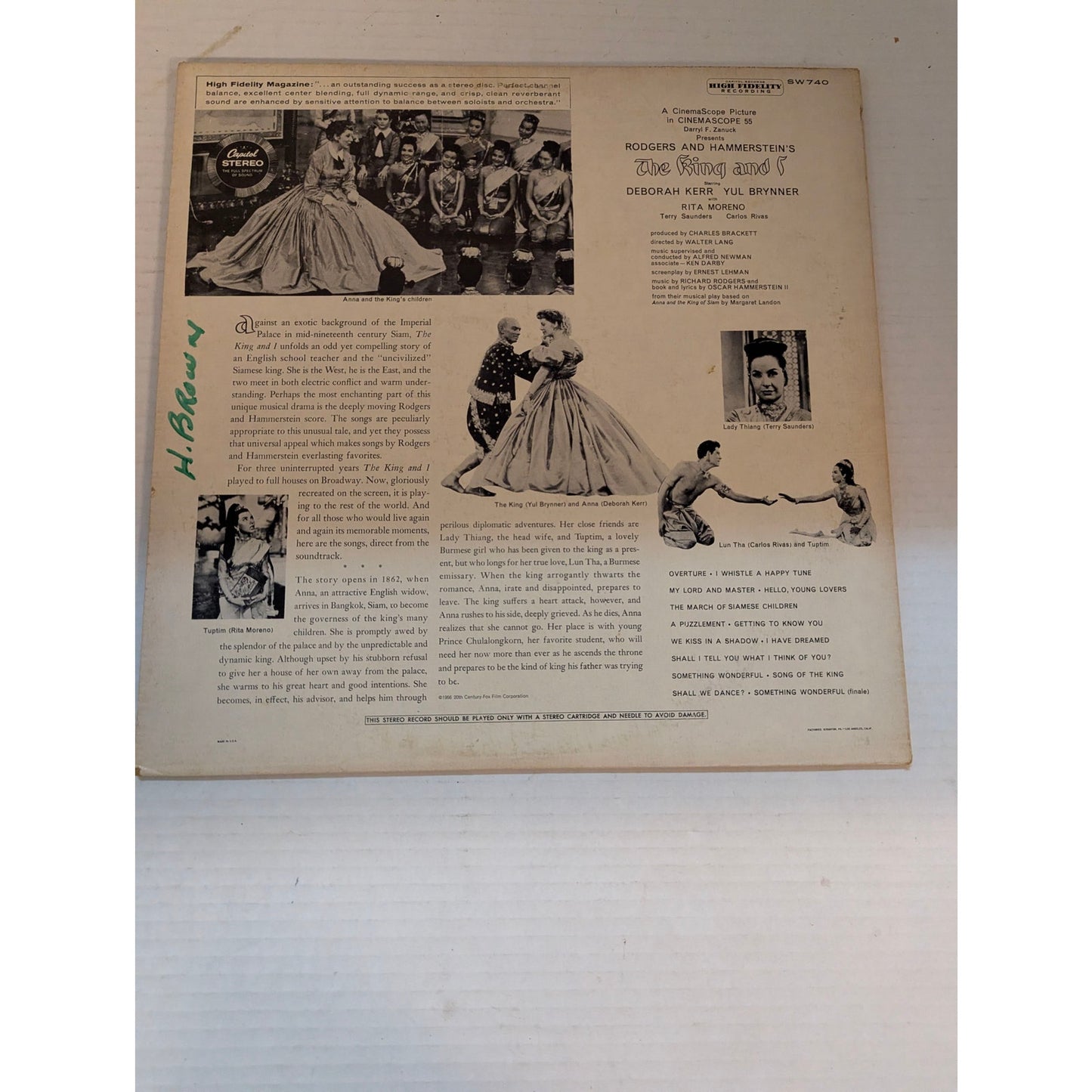 Vintage The King and I Soundtrack Capitol SW 740 Rainbow Label Vinyl LP