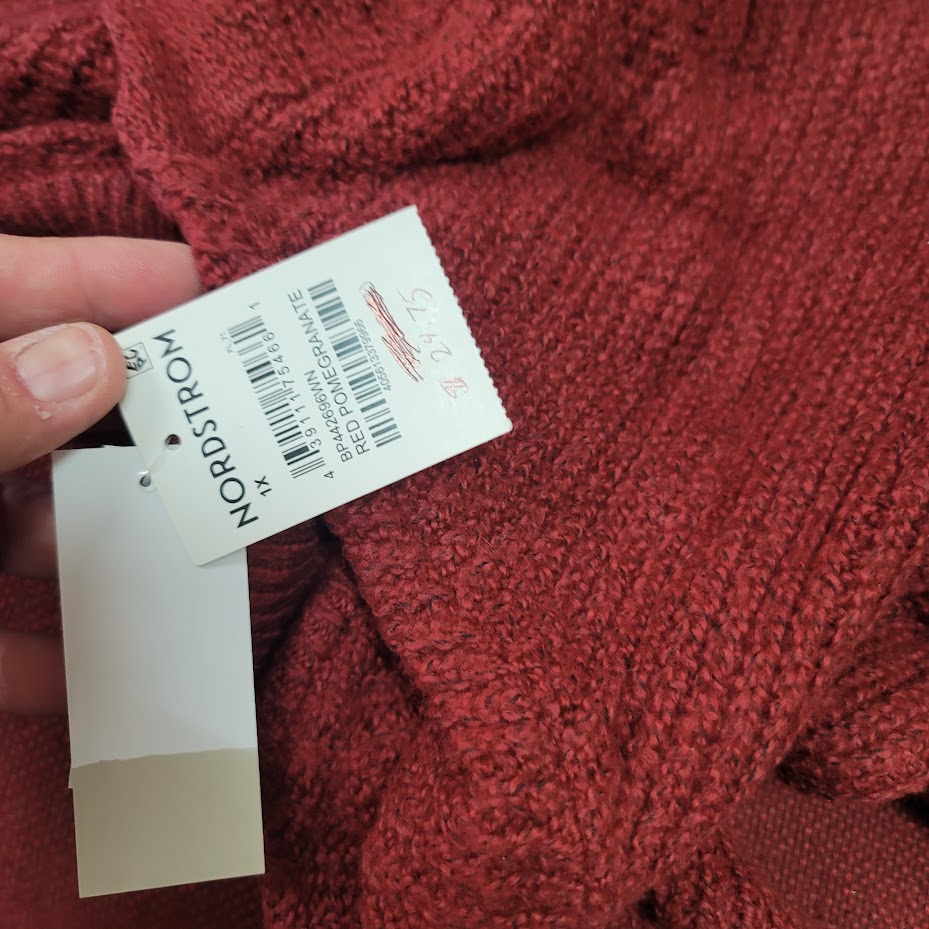 BP. NWT Cable Balloon Sleeve Raglan Sweater In Red Pomegranate 1X