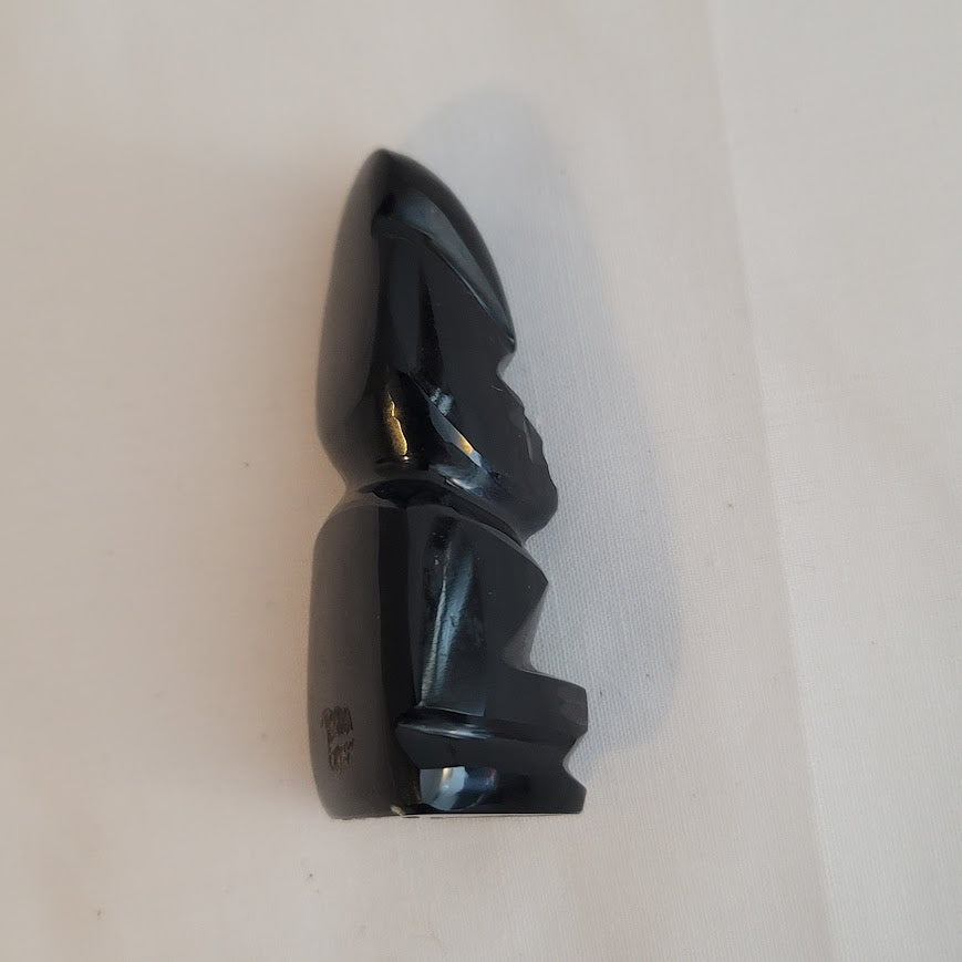 Vintage Black Onyx Obsidian Aztec Mayan Inca Figure