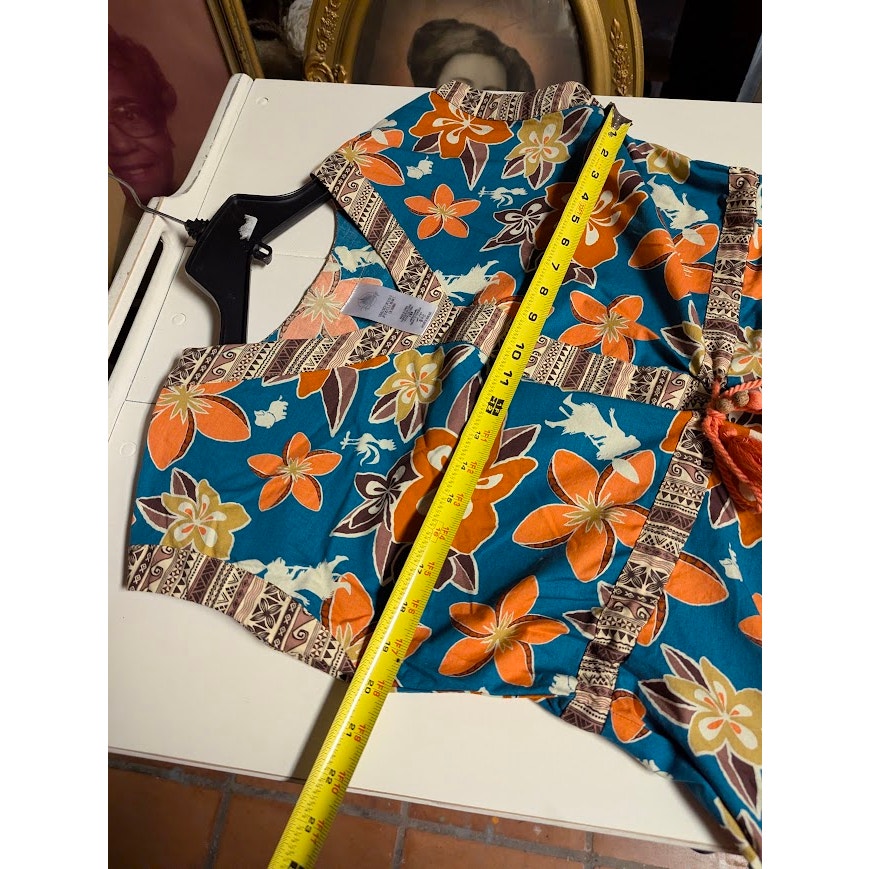 Disney The Dress Shop Dress Small Teal Orange Floral Tiki Disneybound Moana