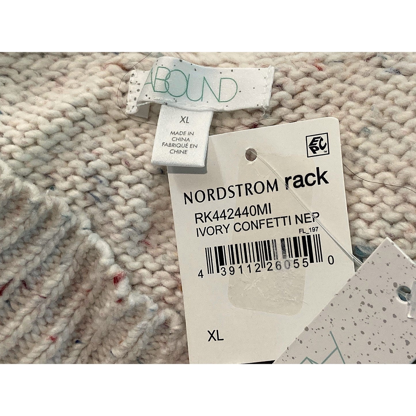 NWT Abound Weekender Pullover V-Neck Sweater Sz XL/Extra Large in Ivory Confetti