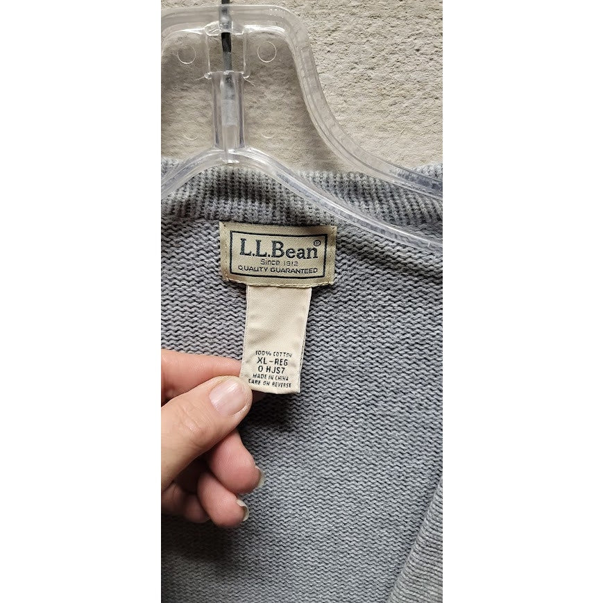 L. L. Bean Mens Gramps XL VNeck Cotton blue button up Cardigan Knit Pockets