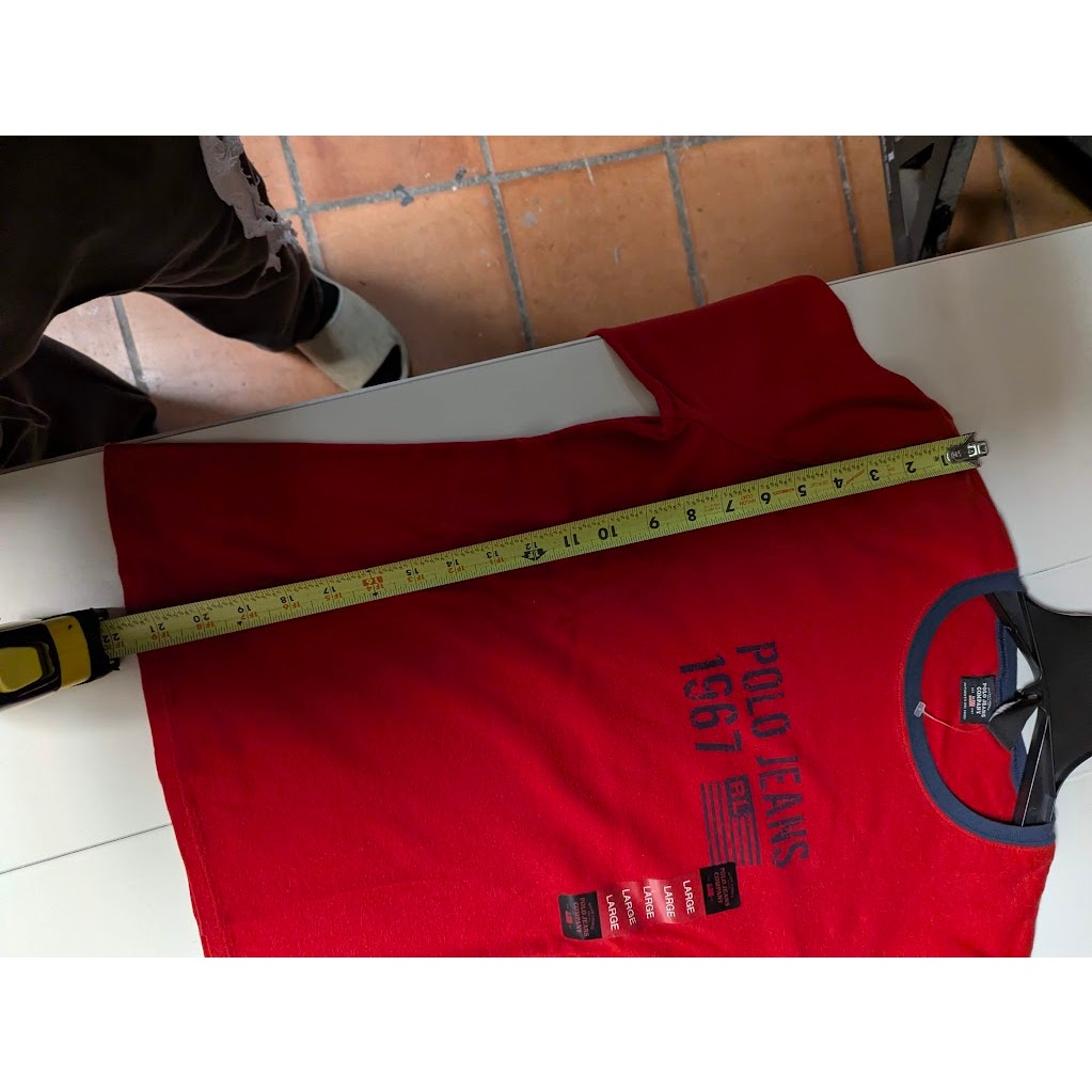 New Vintage Polo Jeans Large red blue long sleeve cotton tshirt Womens NOS Tee