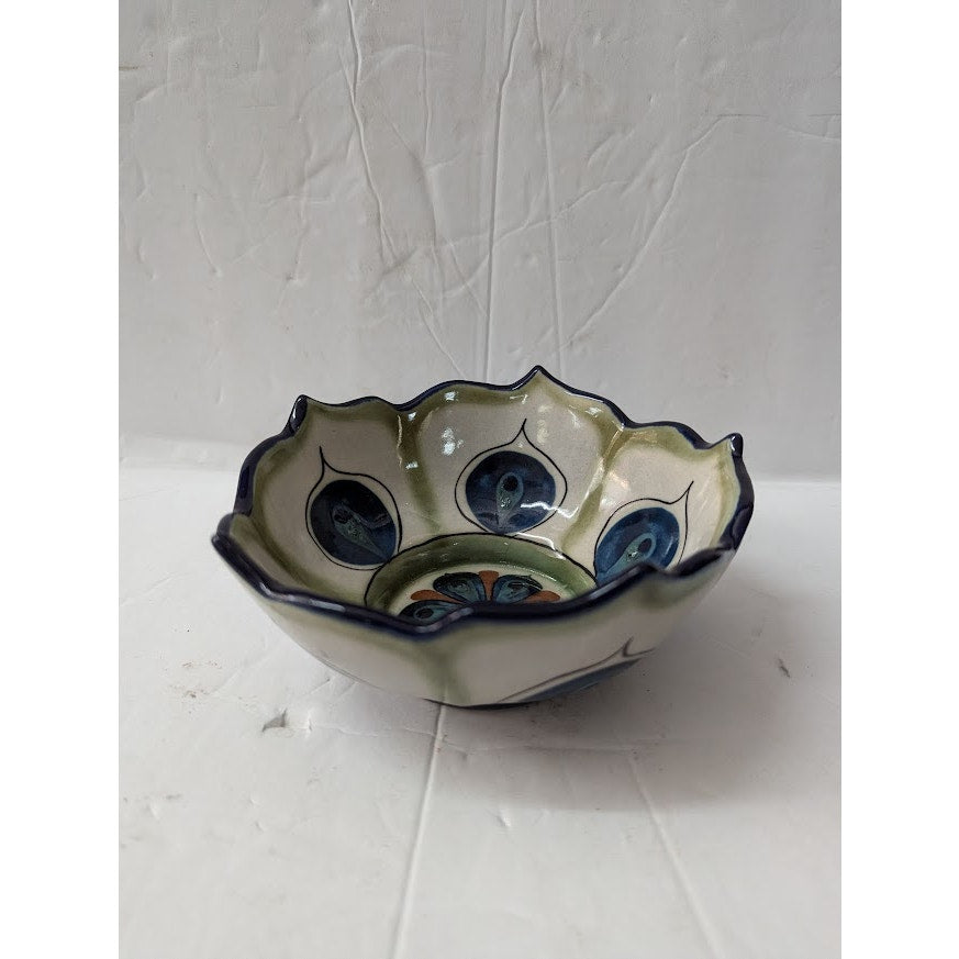 Lotus Palopo Salsa serving Bowl hand painted Guate Mayanke