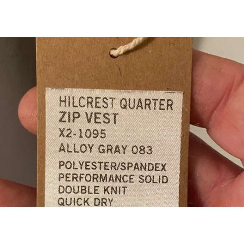 Oxford Quarter Zip Vest Size Medium Alloy Gray Polyester/Spandex Activewear NEW