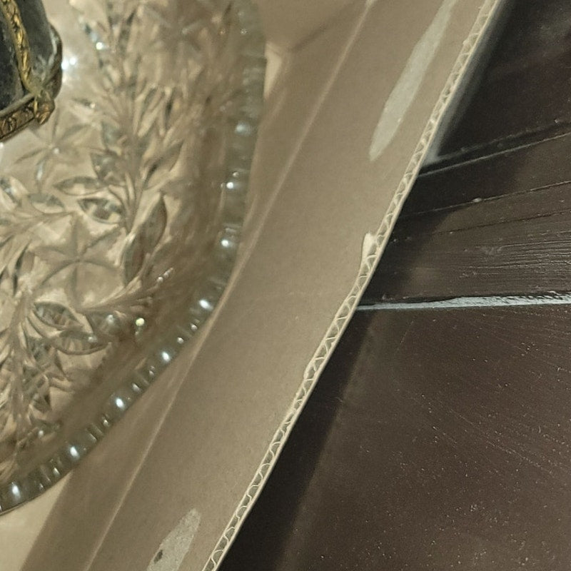 VINTAGE Large Clear Cut Glass Crystal Oval Serving Platter Starburst Pattern