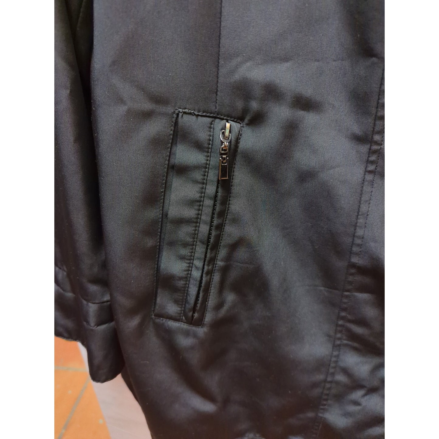 Fleet Street Black Utility Rain Jacket Button Down Size Large Travel Packable
