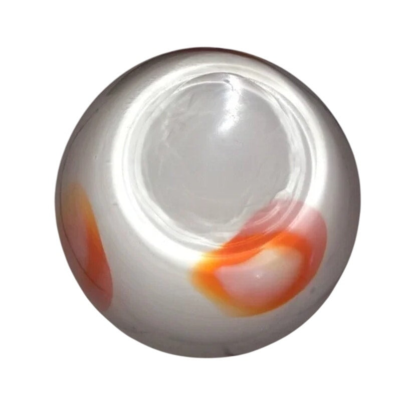 Murano Glass Vase Handblown orange patches white table bulb MCM design 9" glass
