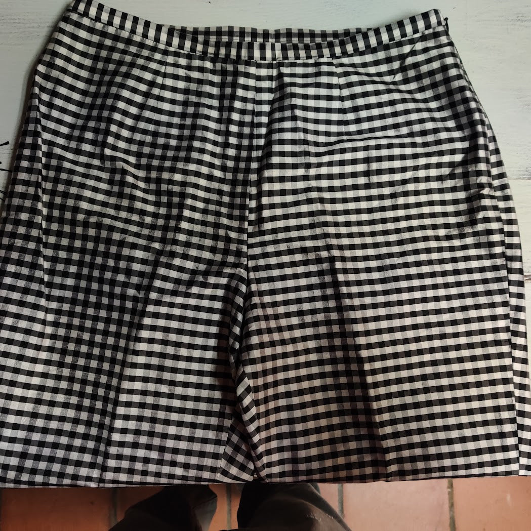 Vtg. Lauren Ralph Lauren Black & White Gingham Tapered Pants Side Zip Lined 4
