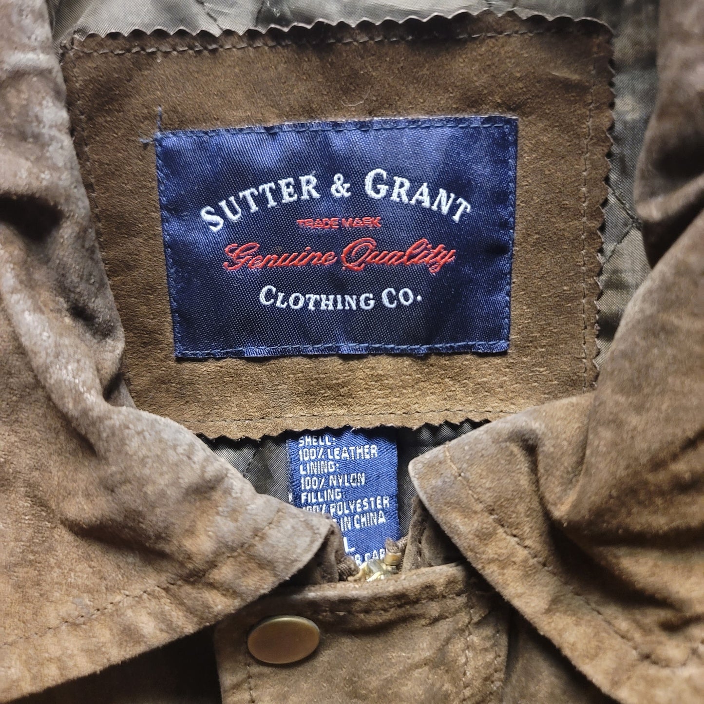 Sutter Grant Vintage brown 90's Leather Suede Men's Coat Jacket Full Zip LARGE