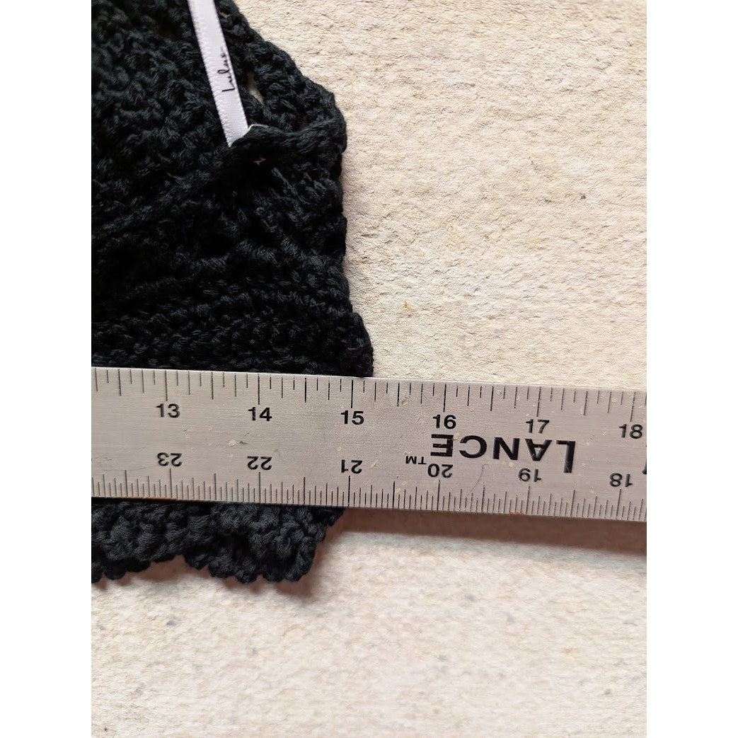 Let's Run Away Black Crochet Crop Top Lulus Black NEW Medium