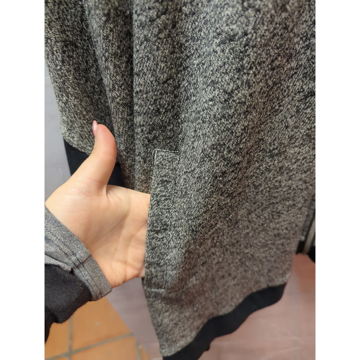 Roaman's Hooded Knit Poncho Cape Cardigan Grey Marled Gorpcore Athleisure M/L