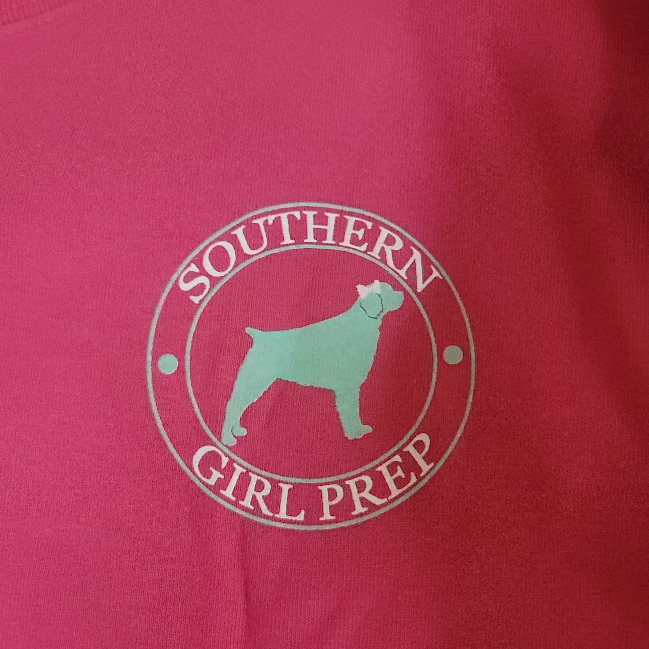 Southern Girl Prep NEW Long Sleeve T-Shirt Cotton LARGE PINK dog southern preppy