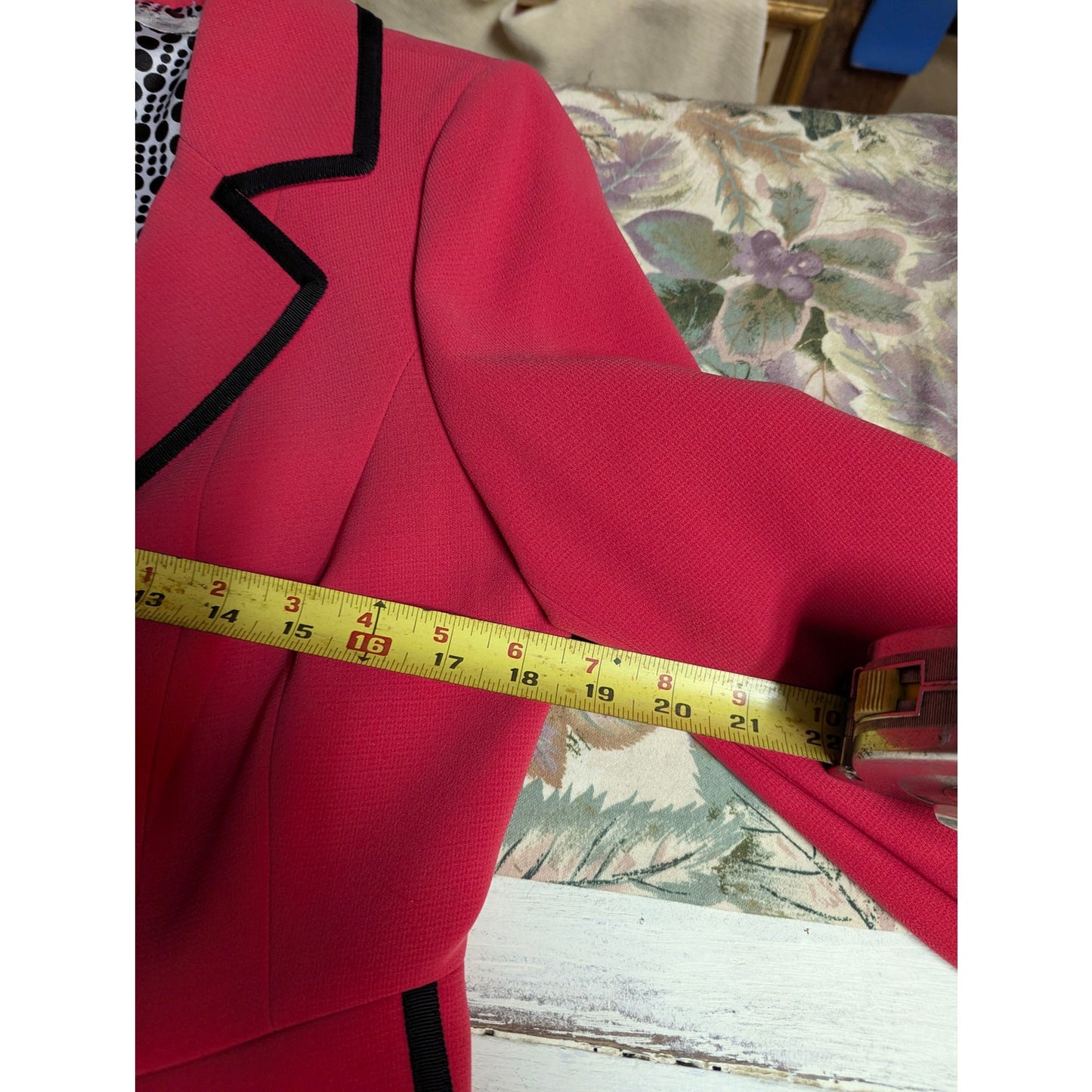Tahari ASL Vintage Career Pink Contrast Trim Peplum Blazer Polka Dot Lining 6P