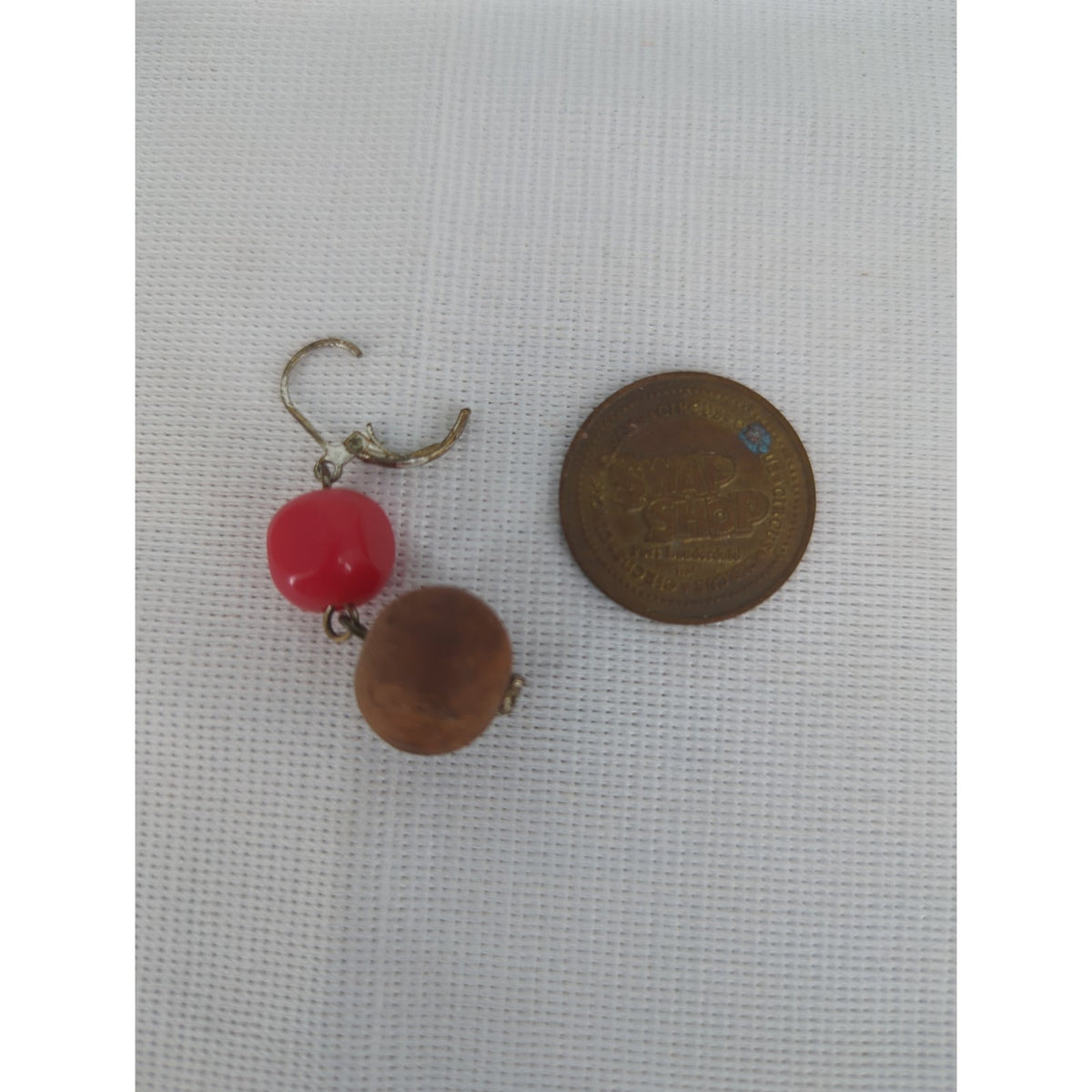 Vintage Red And Brown Beaded Leverback Dangle Earrings Boho