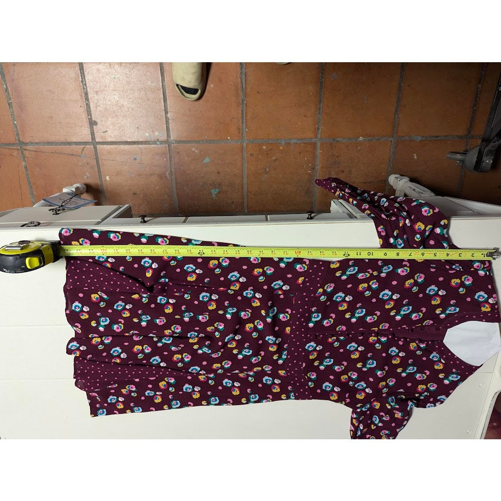 Boden Christina Dress Floral Print Size 6 R Long Sleeve Burgundy Knee Length