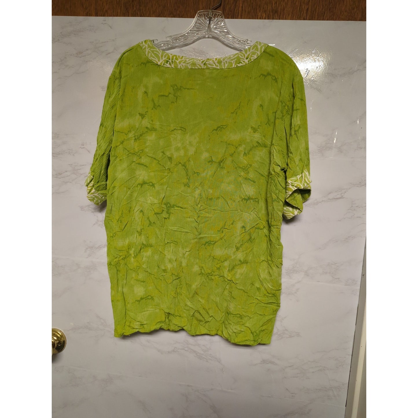 Mirror Image Lime Green 2pc Midi Dress & Button-Up Blouse Tropical XL Palm Tree