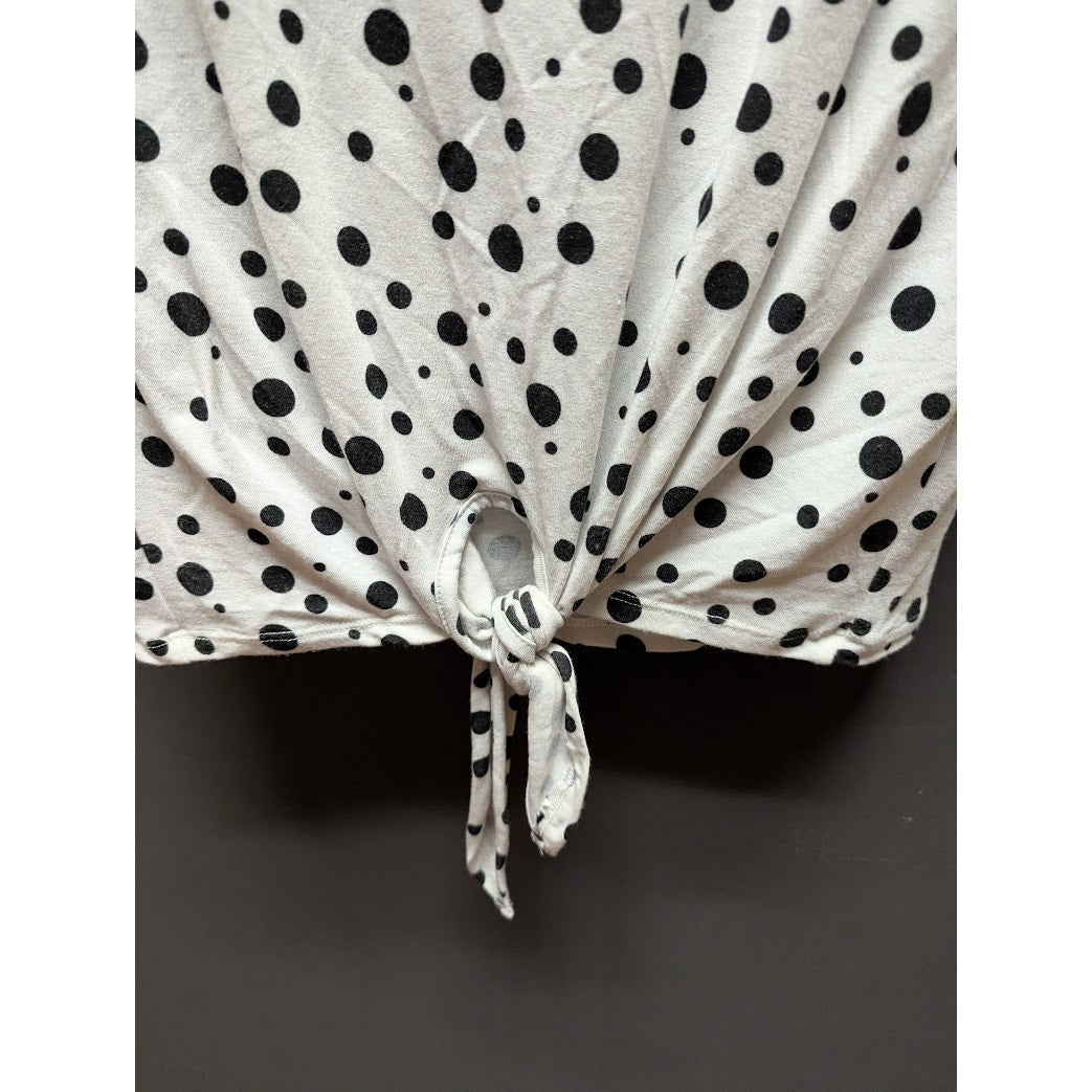 Thyme + Honey Women's White Polka Dot Reversible Tie-Hem Top NWT Size Medium