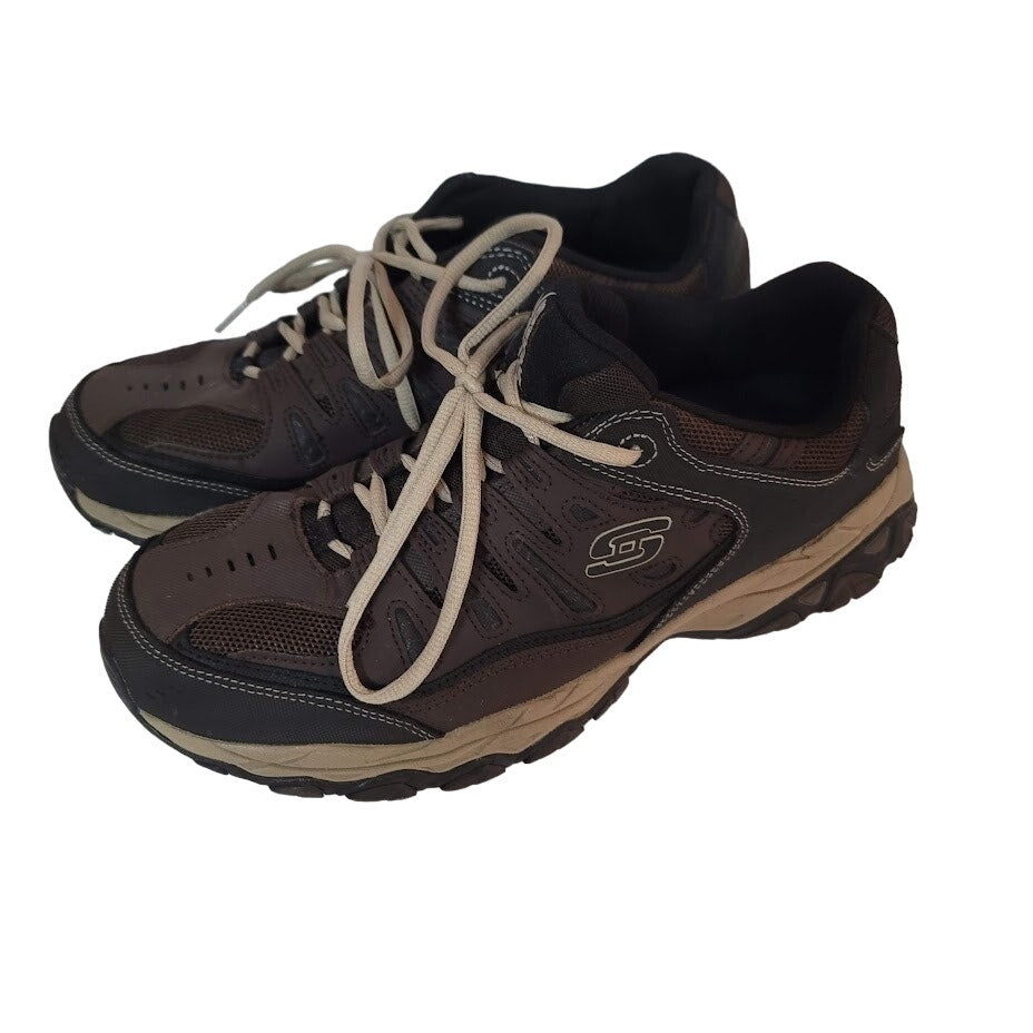 Skechers Afterburn Shoes Sneakers Mens 12 Memory Foam Lace-up Brown Tan 50125