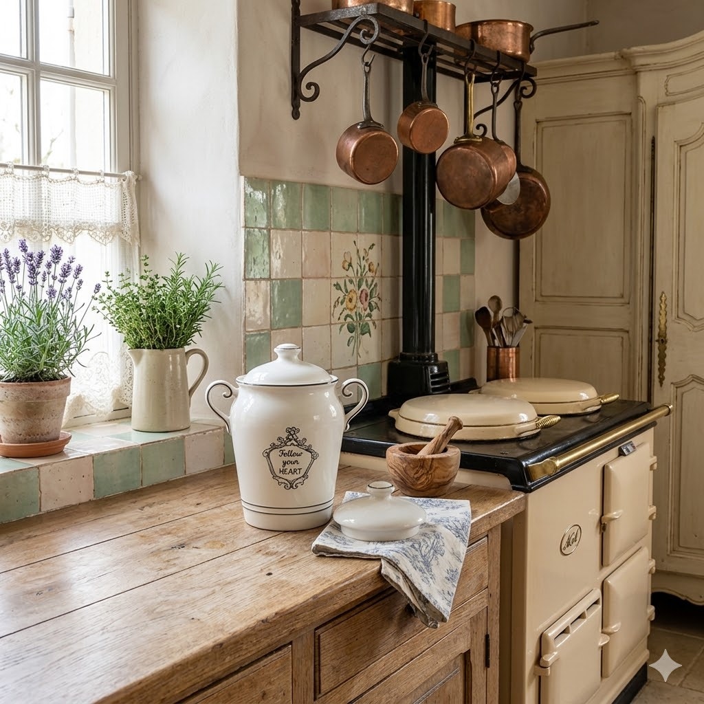 Katie Mandy Ceramic Follow Your Heart Canister Jar Shabby Chic French Country