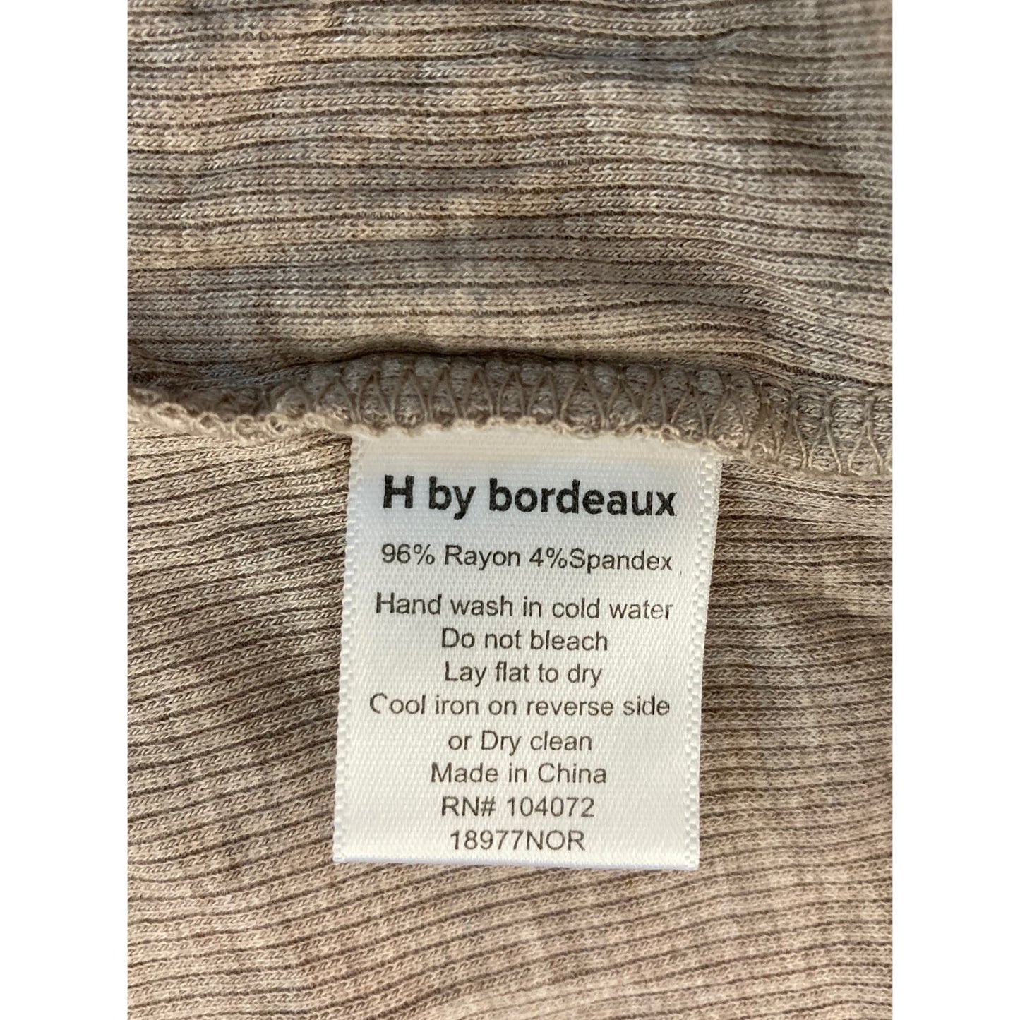 H by Bordeaux Rib Knit Tie Waist Short Sleeve Top Sz XL/Extra Large in Sand NWT