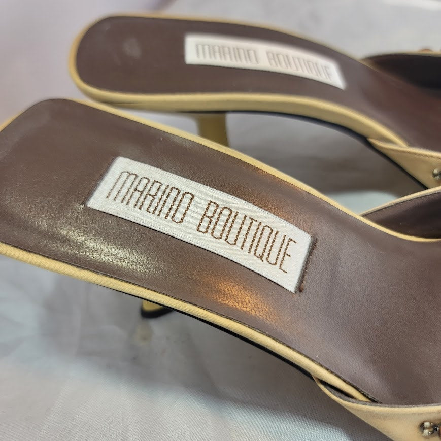 Marino boutique Womens Shoes Size 10 embellished cream dress mules kitten heel