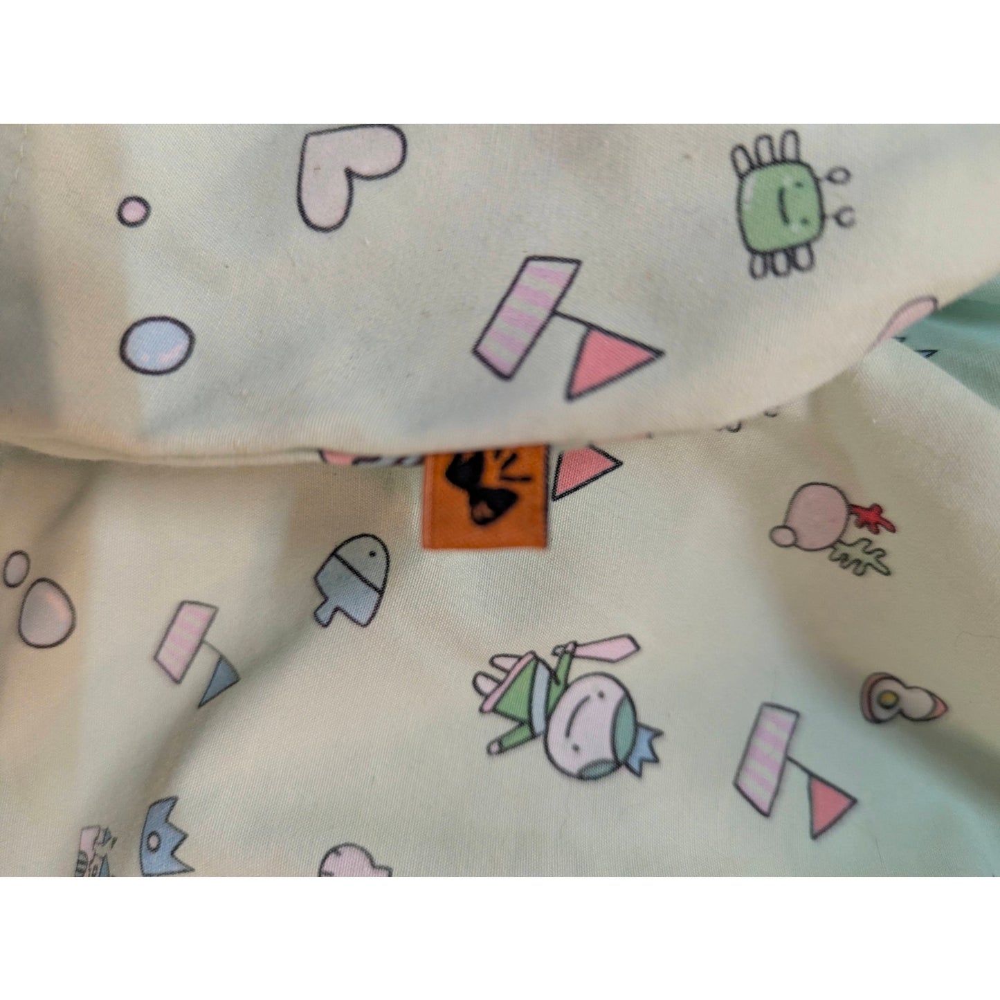 Vintage Novelty Baby Print Overall Dress Green 12 Months