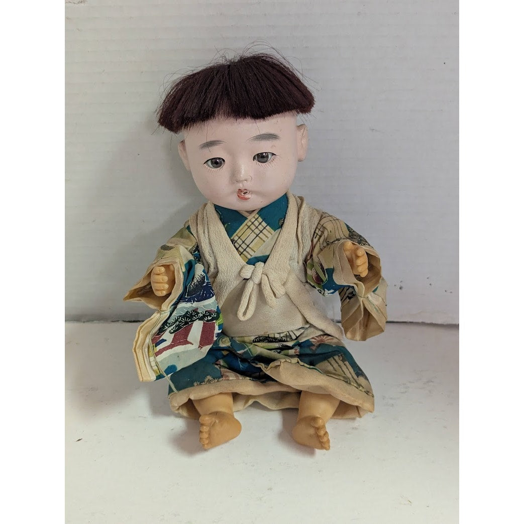 1950s Vintage Ichimatsu Gofun BOY DOLL Japanese damaged Ear