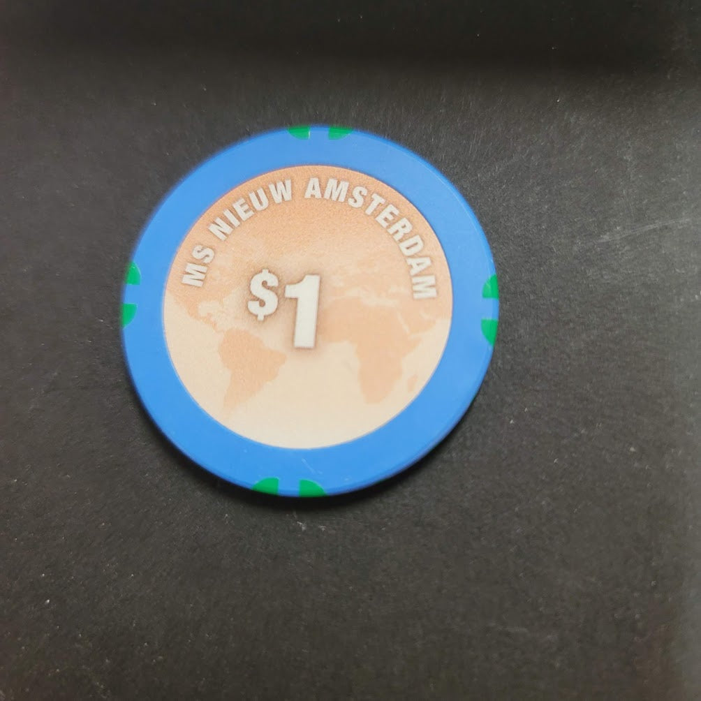 Casino Chip HOLLAND AMERICA LINE CLUB 21 Nautical shell blue MS NIEUM AMSTERDAM