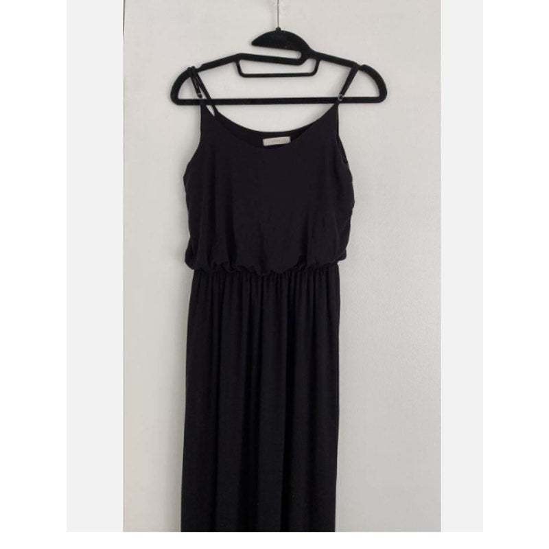 Lush Black Maxi Dress Size XS casual sleeveless elastic waist LONG cotton summer