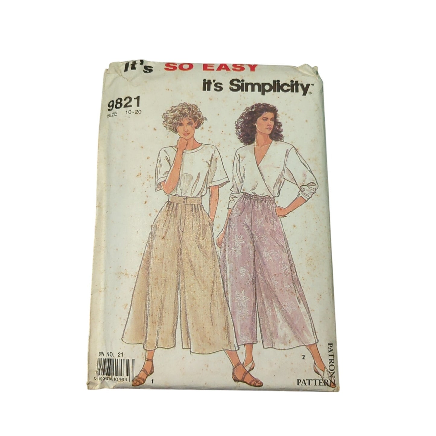 Vintage Sewing pattern Simplicity 9821 Size 10 20 top skirt palazzo pants