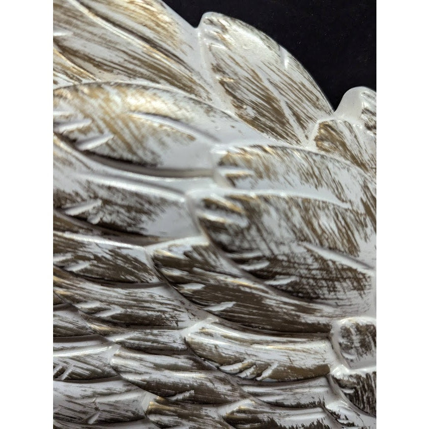 Vintage 1960s white gold SWAN chalkware wall hanging plaque decor bird