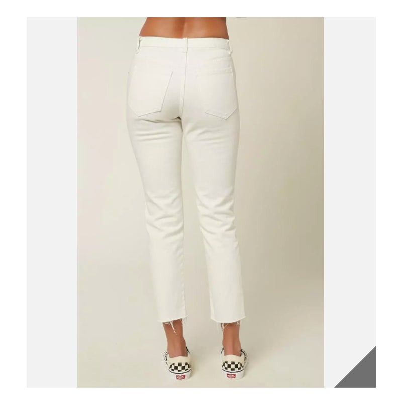 O'NEILL White Benatar High Waist Rise Ripped Distressed Straight Leg Jeans 24