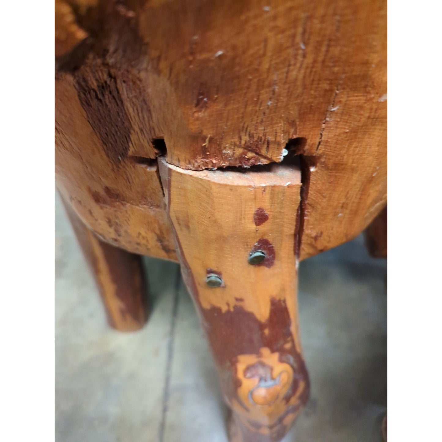 Secondhand Sandies: 25.6" tall Rustic Farmhouse Chopping block TRIPOD 3 leg butcher blacksmith