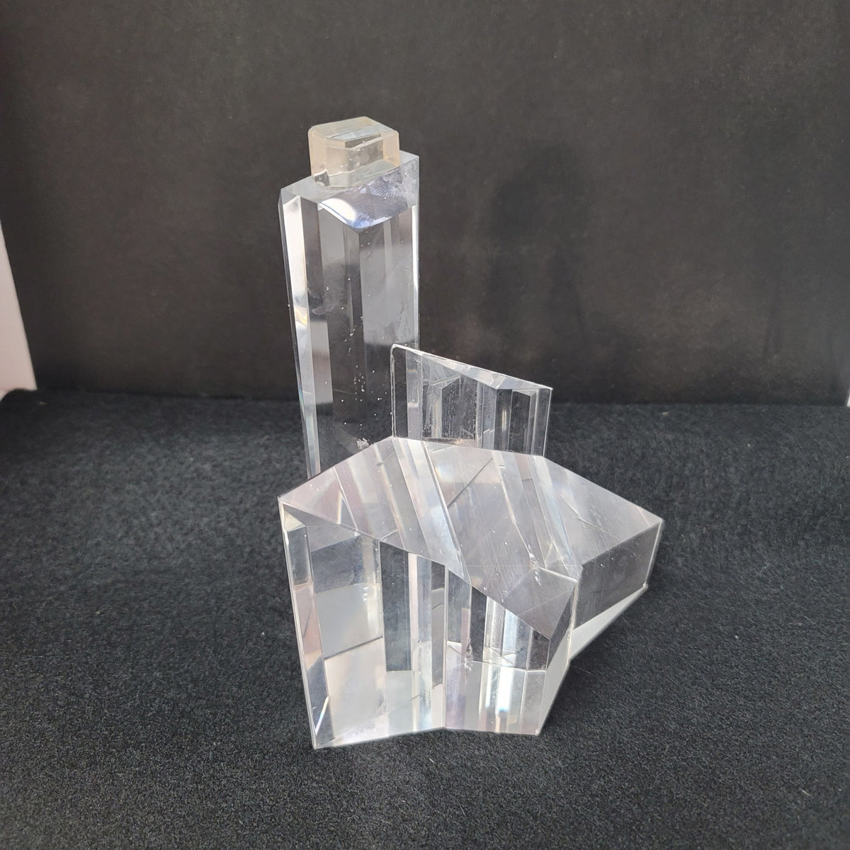 Architectural crystal glass sculpture VINTAGE MCM 80s City Skyline Ultra Modern