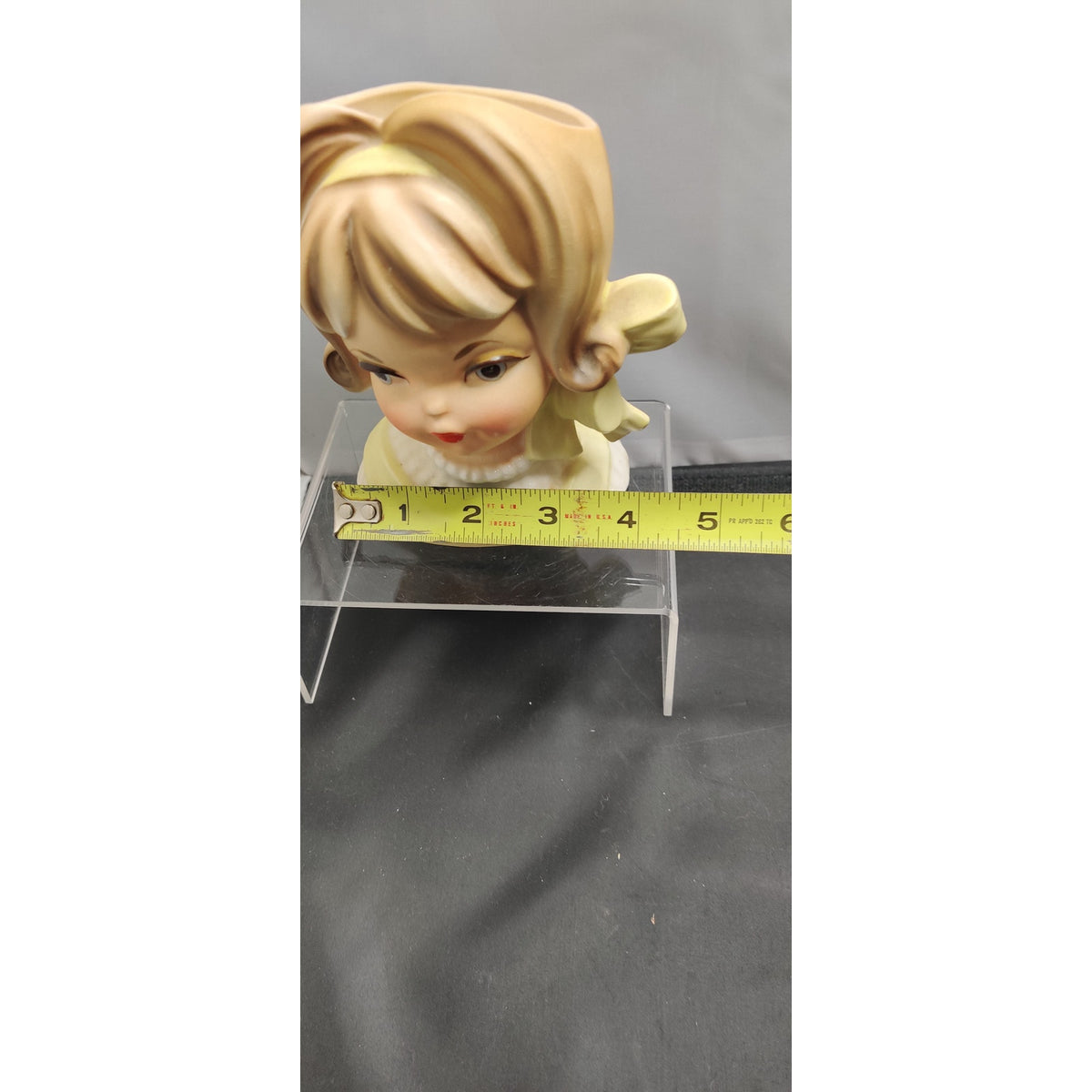 Vintage Yellow Jumper Blonde Lady Head Vase Planter Kitsch Ceramic Inarco E-2767