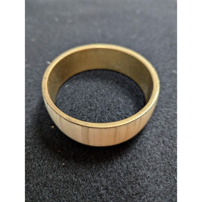 Vintage Brass and Horn bangle bracelet Cream goldtone