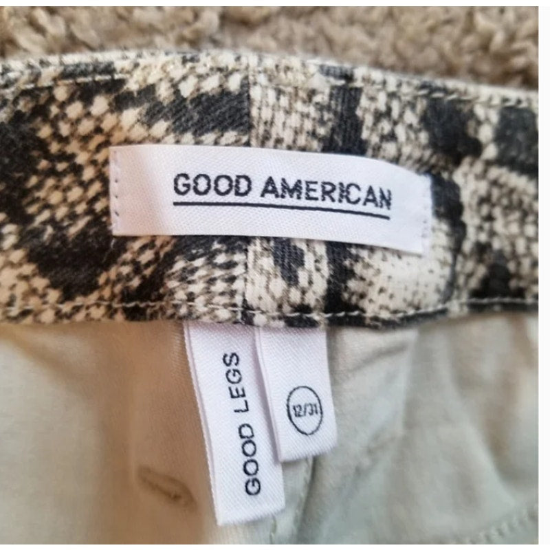 Good American Good Legs Snake-Print Skinny Jeans - size 12/31
