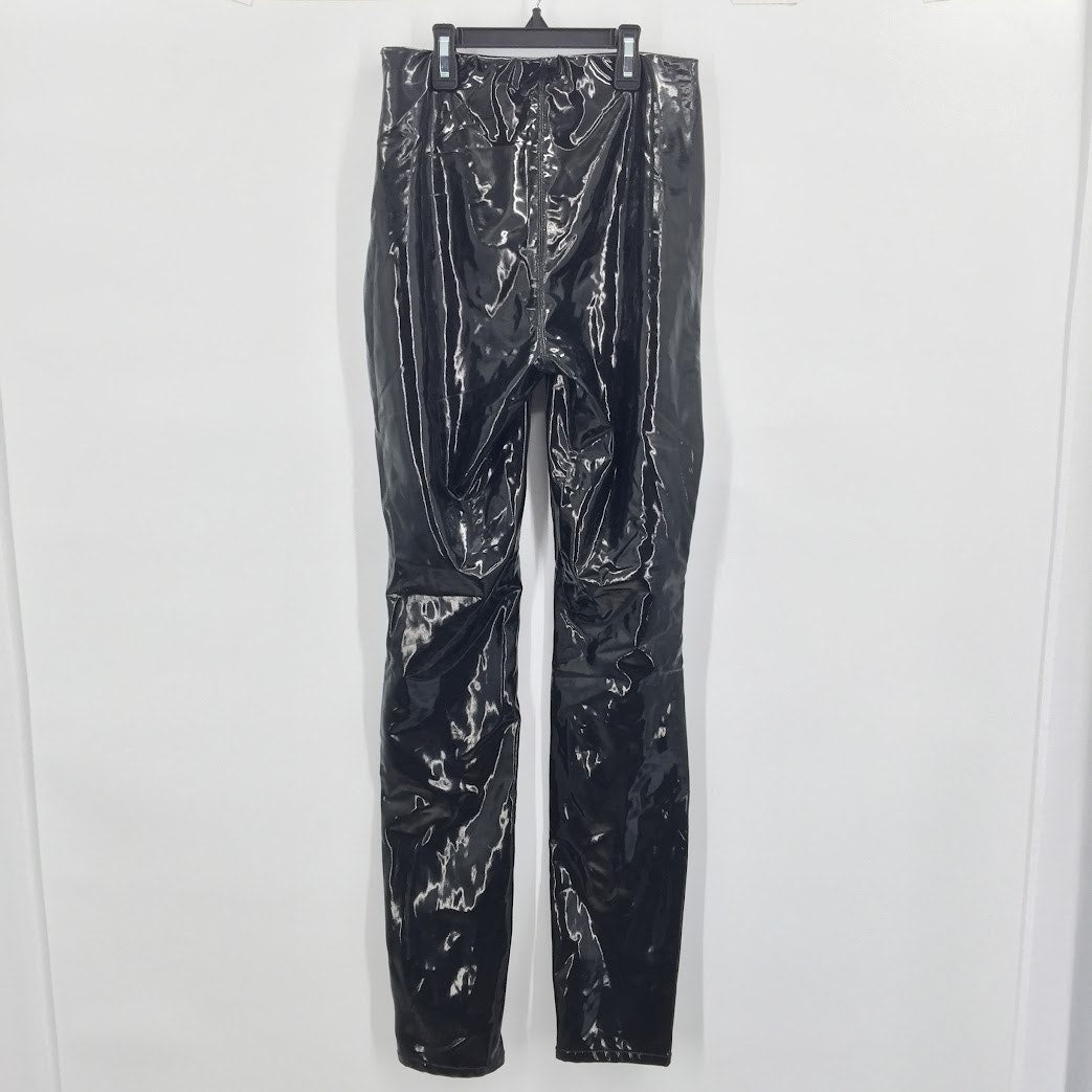 BlankNYC Size 25 Faux Vegan Leather Black pants Leggins back slit bodycon shiny
