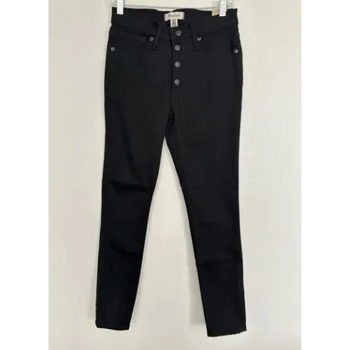 Madewell 9" Mid Rise Skinny Jeans Size 30 Exposed Button Fly Black Frost M4231