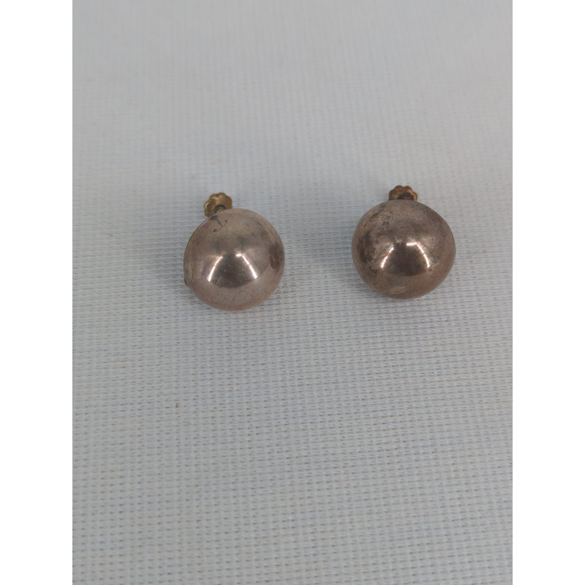 Vintage Silver-Tone Domed Half-Sphere Clip-On Statement Earrings