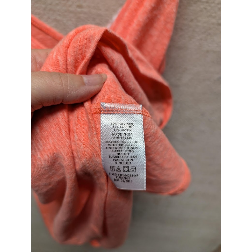 Socialite Double V-Neck Heathered Knit Tank Top in Neon Coral LARGE LAYERING