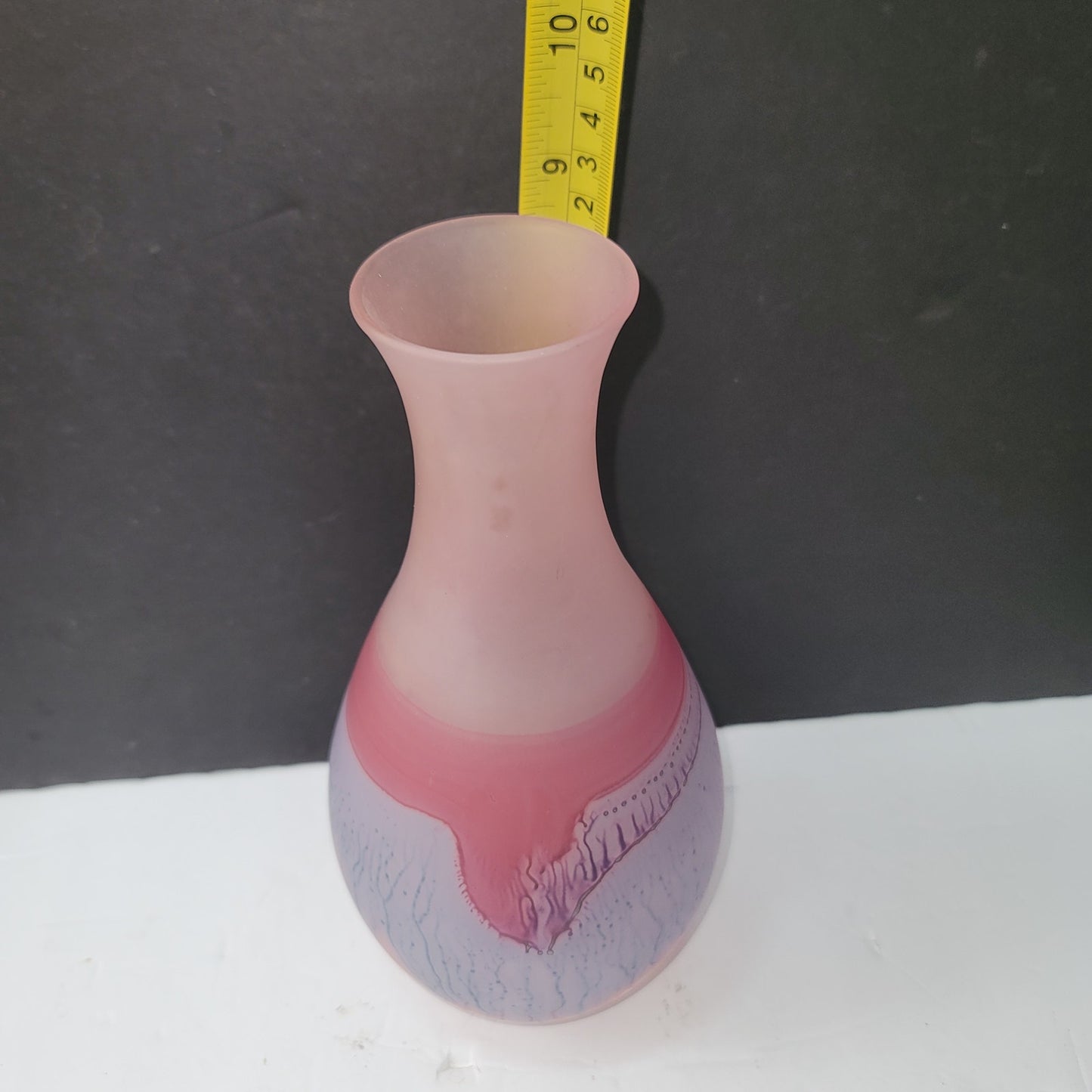 Hebron Glass Wine Decanter Israel Art Glass Pink White East Hand Blown Vase